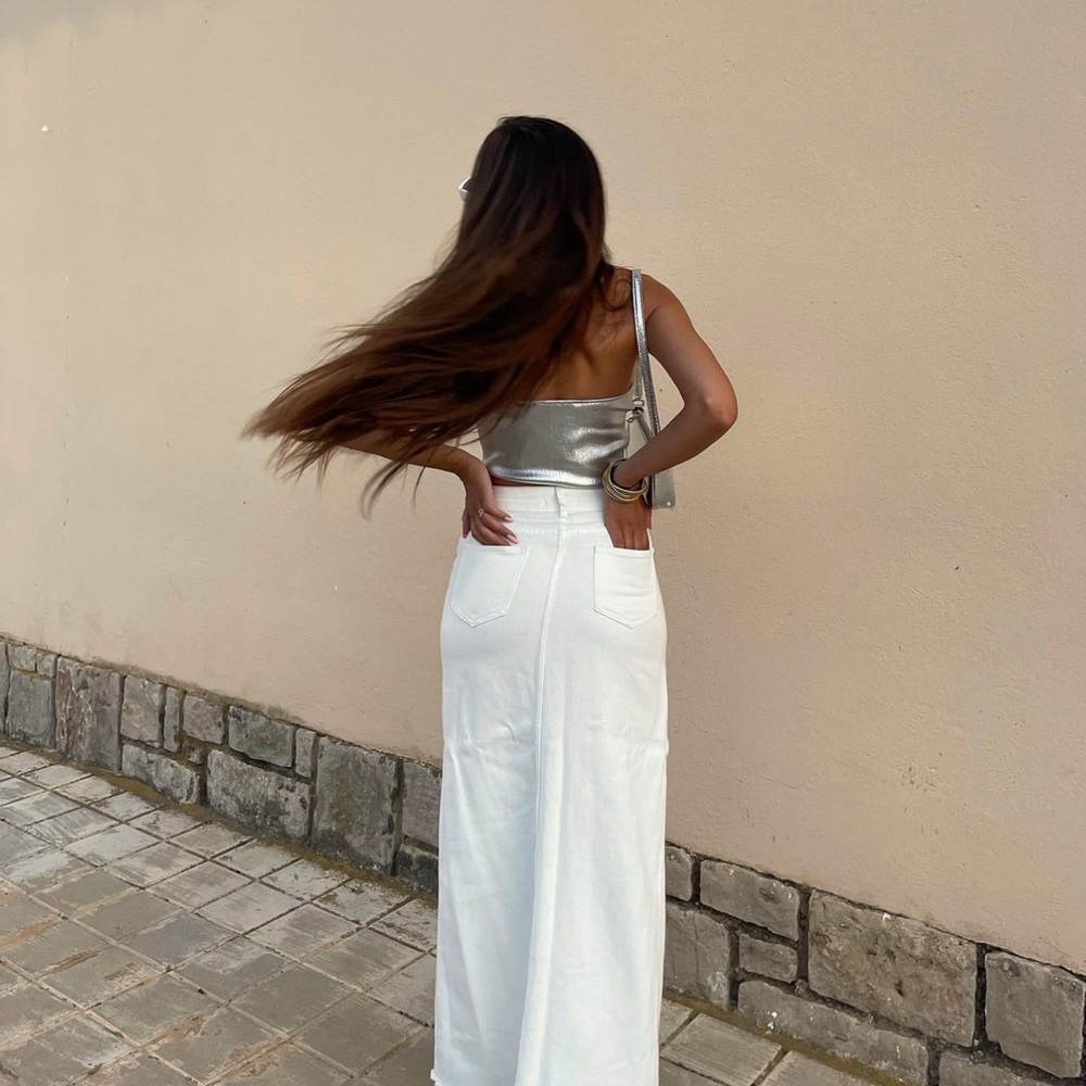 Zara Silver Knit Bustier Top - Picture 6 of 16